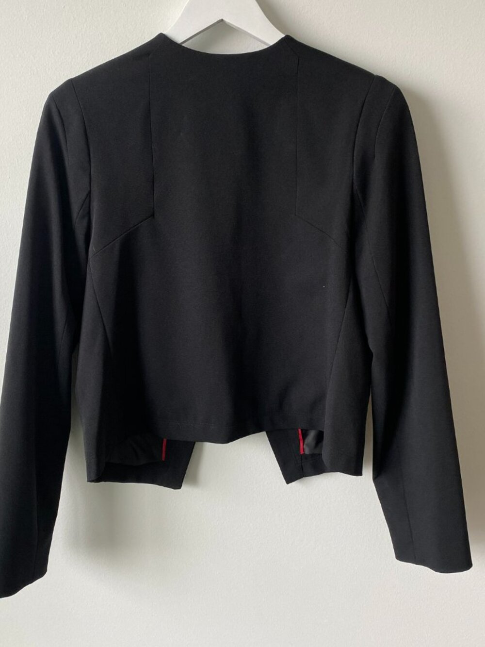 Worthington Black Open Front Blazer Jacket Gold Metallic Collar Accent Women's L - Picture 4 of 7